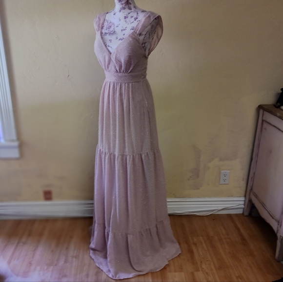 NWT new Majeste dress long maxi evening gown highlight pink chiffon - Picture 2 of 14